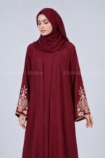 Double Gown Abaya for Women in Pakistan with Embroidery includes a matching scarf