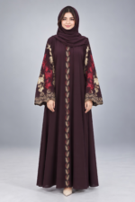 Stylish Embroidered Front Open Abaya for Women OL-490 - Image 3