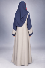 Navy & Grey Maxi Abaya with Floral Embroidery OL-1104 - Image 6
