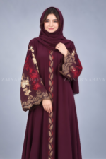 Stylish Embroidered Front Open Abaya for Women OL-490 - Image 2