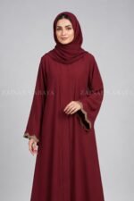 Red Front Open Abaya with a matching scarf
