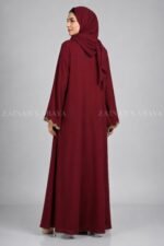 Red Front Open Abaya with a matching scarf