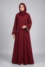 Red Front Open Abaya with a matching scarf