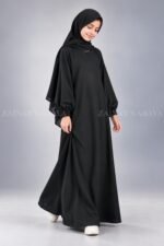 Black Maxi Abaya for Kids with Elastic Sleeves OL-935 - Image 4