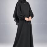 Black Maxi Abaya for Kids with Elastic Sleeves OL-935