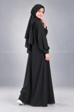 Black Maxi Abaya for Kids with Elastic Sleeves OL-935 - Image 6