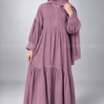 Colored Pleated Maxi Abaya for Kids J 121