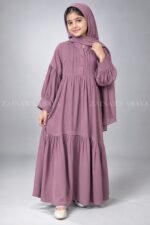 Colored Pleated Maxi Abaya for Kids J 121