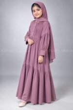 Colored Pleated Maxi Abaya for Kids J 121 - Image 4