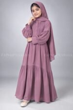Colored Pleated Maxi Abaya for Kids J 121 - Image 5