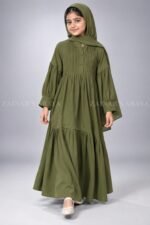 Colored Pleated Maxi Abaya for Kids J 121 - Image 9