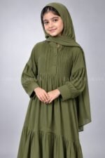 Colored Pleated Maxi Abaya for Kids J 121 - Image 8