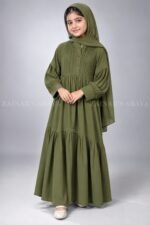 Colored Pleated Maxi Abaya for Kids J 121 - Image 7