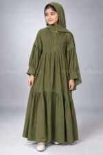 Colored Pleated Maxi Abaya for Kids J 121 - Image 11