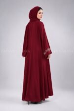 Embroidered Front Open Abaya in Red Color OL-0877 - Image 6