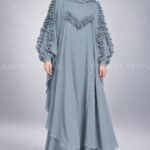 Jade Maxi Abaya with Chiffon Ruffle Detailing