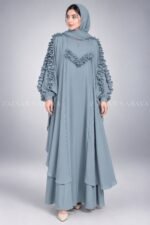 Jade Maxi Abaya with Chiffon Ruffle Detailing