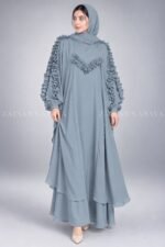 Jade Maxi Abaya with Chiffon Ruffle Detailing