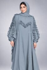 Jade Maxi Abaya with Chiffon Ruffle Detailing