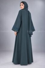 Moongiya Front Open Abaya with Tonal Embroidery OL-827 - Image 6