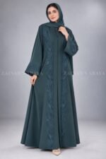 Moongiya Front Open Abaya with Tonal Embroidery OL-827