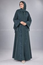Moongiya Front Open Abaya with Tonal Embroidery OL-827 - Image 4