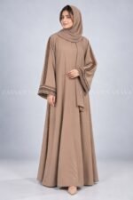 Light Brown Maxi Abaya with Embroidery OL-1153 - Image 3