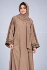 Light Brown Maxi Abaya with Embroidery OL-1153 - Image 2