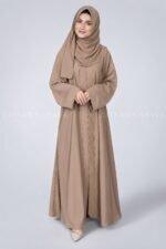 Colored Front Open Abaya in Nida Fabric for Women OL-119 - Image 10