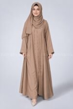 Colored Front Open Abaya in Nida Fabric for Women OL-119 - Image 7