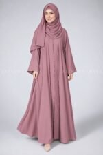 Colored Front Open Abaya in Nida Fabric for Women OL-119 - Image 14