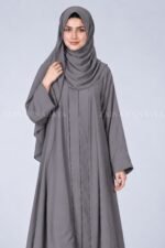 Colored Front Open Abaya in Nida Fabric for Women OL-119 - Image 2