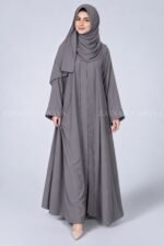 Colored Front Open Abaya in Nida Fabric for Women OL-119 - Image 3