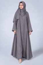 Colored Front Open Abaya in Nida Fabric for Women OL-119 - Image 4