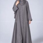 Colored Front Open Abaya in Nida Fabric for Women OL-119