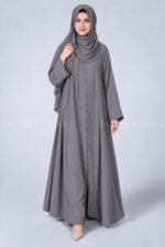 Colored Front Open Abaya in Nida Fabric for Women OL-119