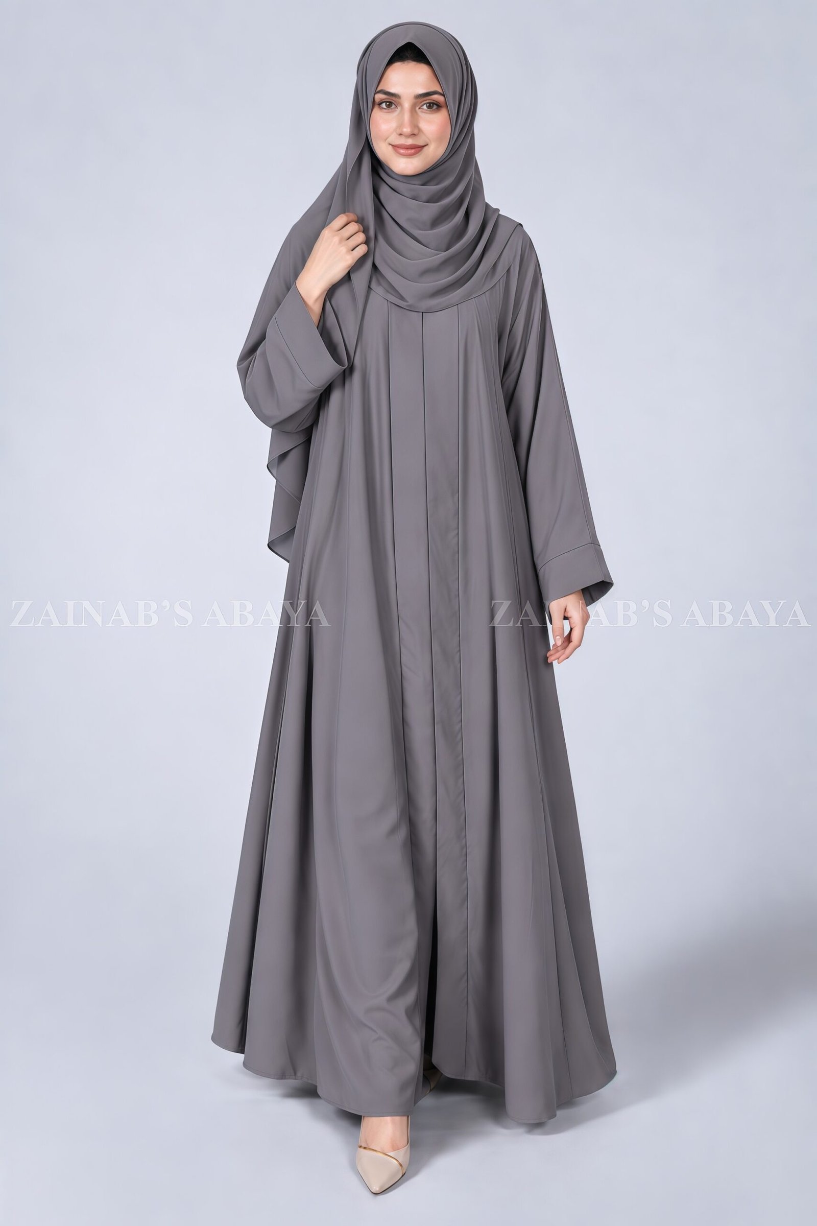 IMG_7852 Colored Front Open Abaya in Nida Fabric for Women OL-119 - Image 1