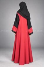 Red and Black Maxi Abaya with Floral Embroidery OL-1103 - Image 6