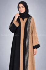 Black & Light Brown Dual-Tone Front Open Abaya OL-904 - Image 2