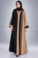 Black & Light Brown Dual-Tone Front Open Abaya OL-904