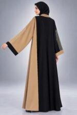 Black & Light Brown Dual-Tone Front Open Abaya OL-904 - Image 6