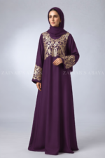Purple Embroidered Maxi Abaya for Women OL-667 - Image 3