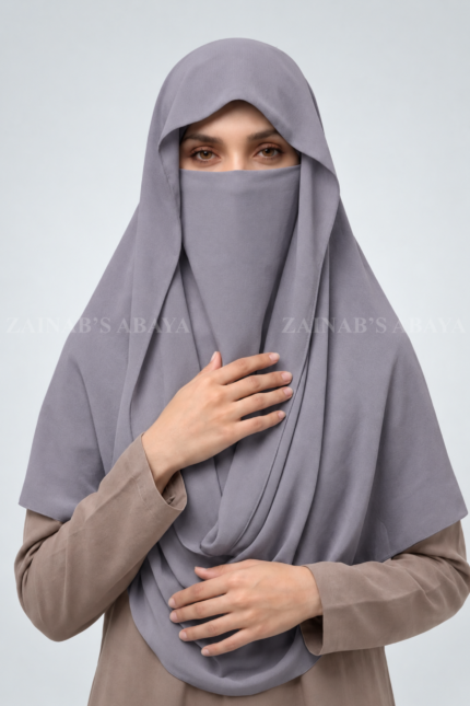 Dark Grey Colored Misri Hijab For Women in Premium Chinese Chiffon Fabric
