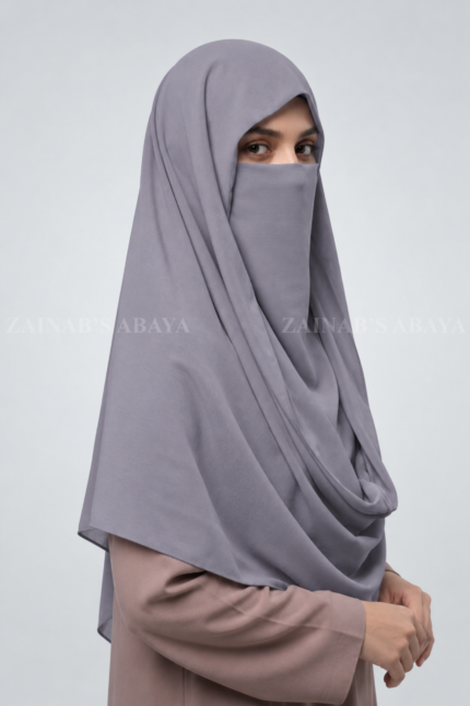 Dark Grey Colored Misri Hijab for Women in Premium Chinese Chiffon Fabric