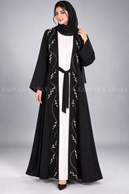 Double Gown Abaya for Women includes a matching scarf