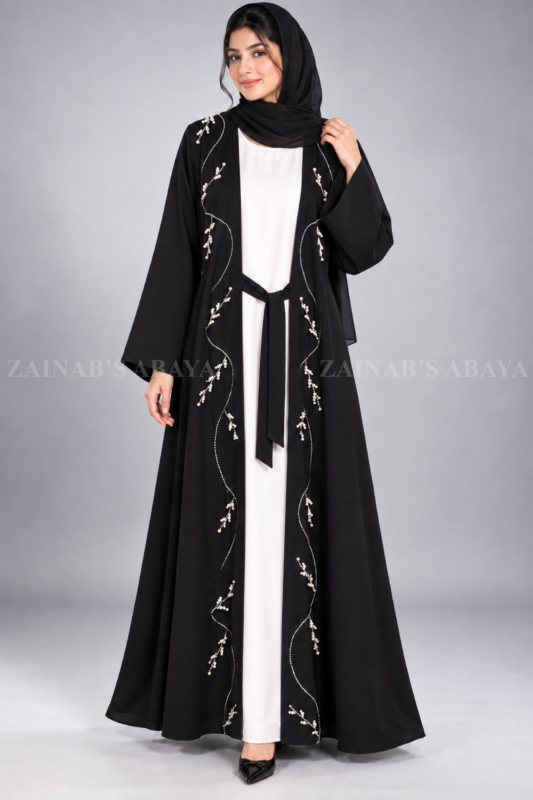 Double Gown Abaya for Women includes a matching scarf