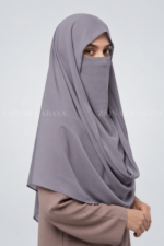 Dark Grey Colored Misri Hijab For Women in Premium Chinese Chiffon Fabric.