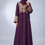 Purple Embroidered Maxi Abaya for Women OL-667