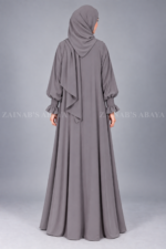 Dark Grey Maxi Abaya with Elastic Style Sleeves OL-1212 - Image 6