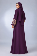 Purple Embroidered Maxi Abaya for Women OL-667 - Image 6
